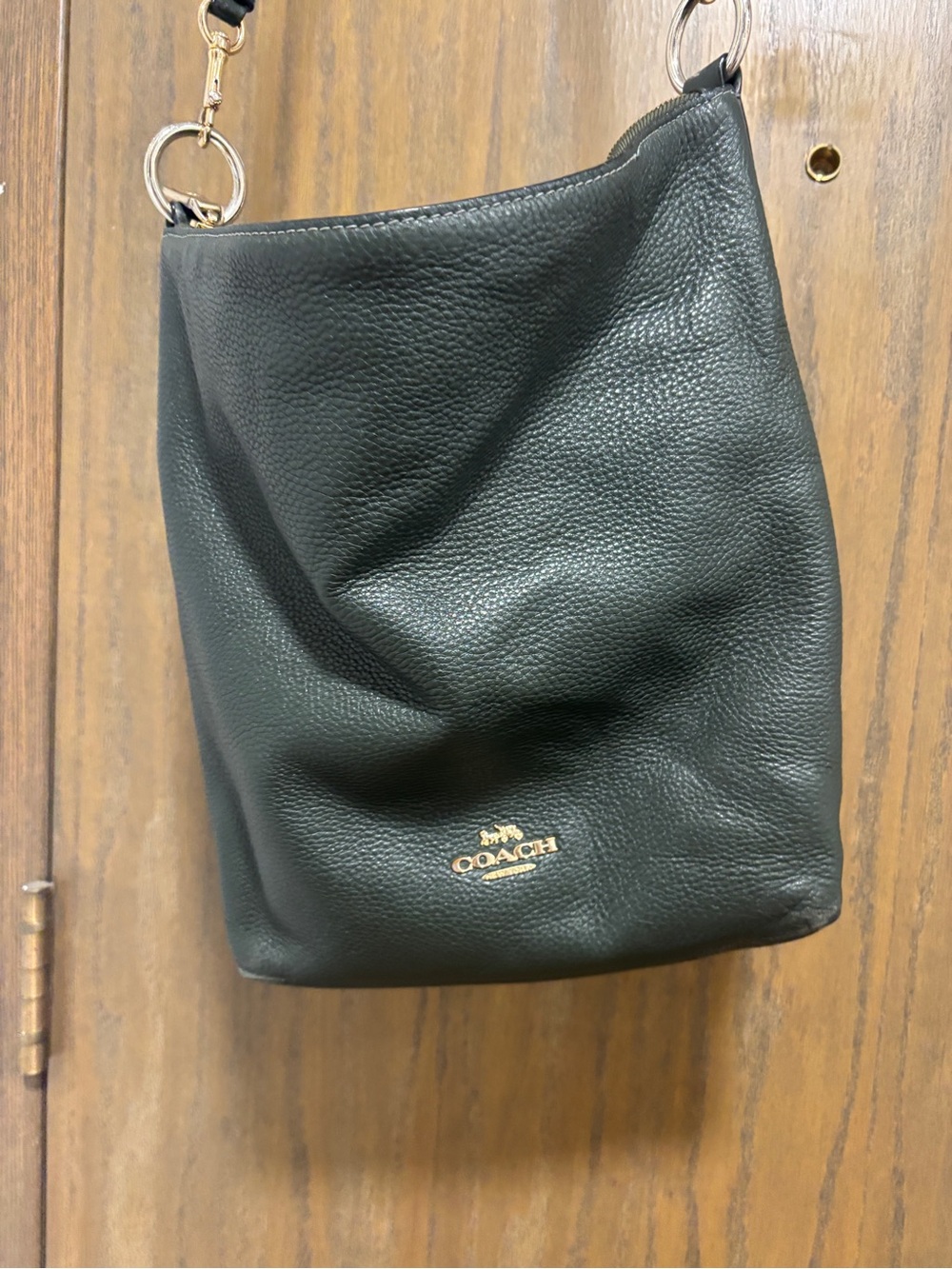 Good condition Coach Black Pebbled Leather Shoulder Hobo with Gold Hardware